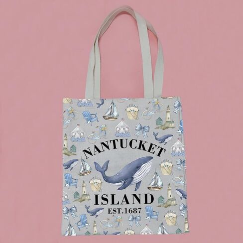 PWHAOO Nantucket Island Lighthouse Tote Bag Nantucket Island Est 1687 Tote Bag Nantucket Coastal Lover Gift in Saudi Arabia