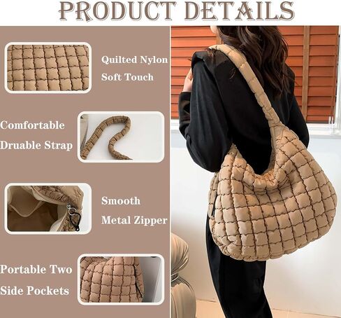 Quilted Tote Bag Quilted Puffer Crossbody Bags for Women Lightweight Quilted Padding Hobo Bag Quilted Shoulder Bag in Kuwait