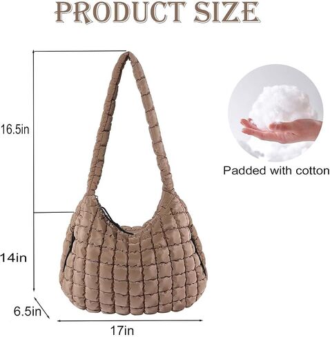 Quilted Tote Bag Quilted Puffer Crossbody Bags for Women Lightweight Quilted Padding Hobo Bag Quilted Shoulder Bag in Kuwait