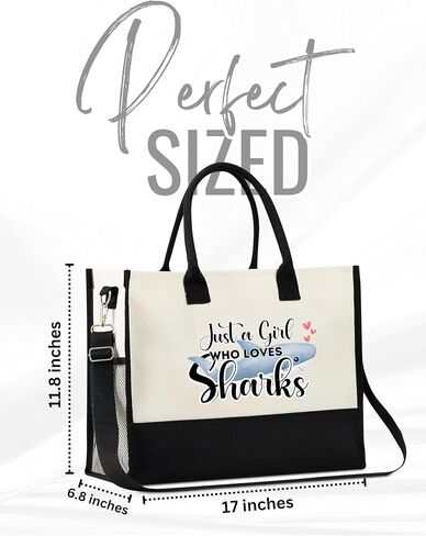 InnoBeta Shark Gifts for Women, Shark Tote Bag with Top Zipper Closure and Shoulder Strap for Birthday, Christmas and Every Special Occasion in Kuwait