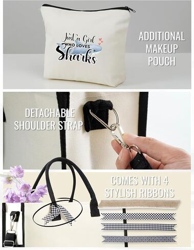 InnoBeta Shark Gifts for Women, Shark Tote Bag with Top Zipper Closure and Shoulder Strap for Birthday, Christmas and Every Special Occasion in Kuwait