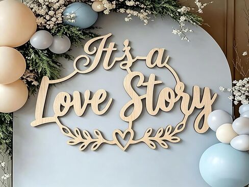 It's a Love Story Sign for Backdrop,Wooden Bridal Shower Party Decorations for Baby Shower Party,Book Theme Photo Booth Centerpiece Banner Decor in Saudi Arabia