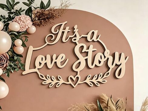 It's a Love Story Sign for Backdrop,Wooden Bridal Shower Party Decorations for Baby Shower Party,Book Theme Photo Booth Centerpiece Banner Decor in Saudi Arabia