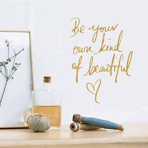 SENGTER Be Your Own Kind of Beautiful Wall Decal Removable English Saying Words Wall Sticker for Bedroom Living Room Kid's Room Home Decor, Gold in Saudi Arabia