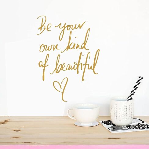 SENGTER Be Your Own Kind of Beautiful Wall Decal Removable English Saying Words Wall Sticker for Bedroom Living Room Kid's Room Home Decor, Gold in Saudi Arabia