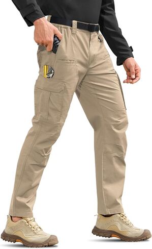 MOURCE Mens Tactical Work Pants, Water Resistant Ripstop Durable Cargo Pants, Outdoor Breathable Hiking Pants Khaki in Saudi Arabia