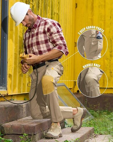 MOURCE Mens Tactical Work Pants, Water Resistant Ripstop Durable Cargo Pants, Outdoor Breathable Hiking Pants Khaki in Saudi Arabia