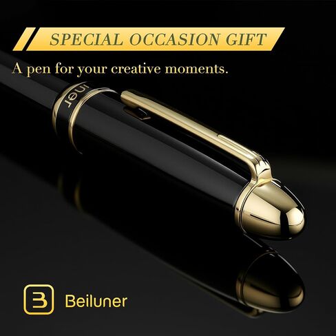 BEILUNER 315 Luxury Rollerball Pen, Stunning Silver Chrome with 24K Gold Finish, Luxury Grade Craftsmanship, Best Pen Gift Set for Men and Women, Graduation, Executive, Office, Fancy, Nice Pens in Kuwait