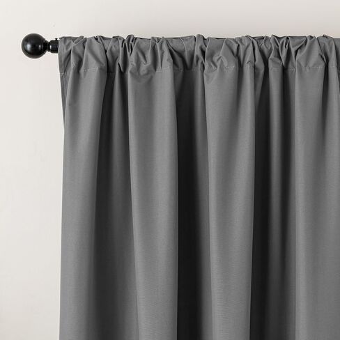 100% Blackout Curtain for Bedroom - 1 Panel Thermal Window Drapes with Rod Pocket and Back Tab Top, Room Darkening Grey Curtains for Living Room Summer Heat Blocking, 52 x 84 inch in Kuwait