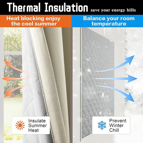 3-in-1 Layers Heavy Duty Noise Canceling Curtains for Bedroom Grommet Full Blackout Window Drapes Thermal Insulation Curtains for Living Room (1 Panel, Beige, 50" x 84") in Saudi Arabia