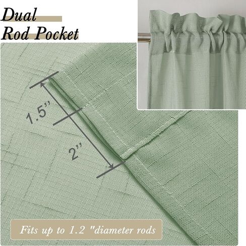 Aiyufeng Green Linen Sheer Tiers 45in in Kuwait