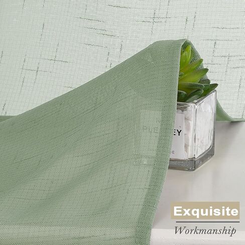 Aiyufeng Green Linen Sheer Tiers 45in in Kuwait