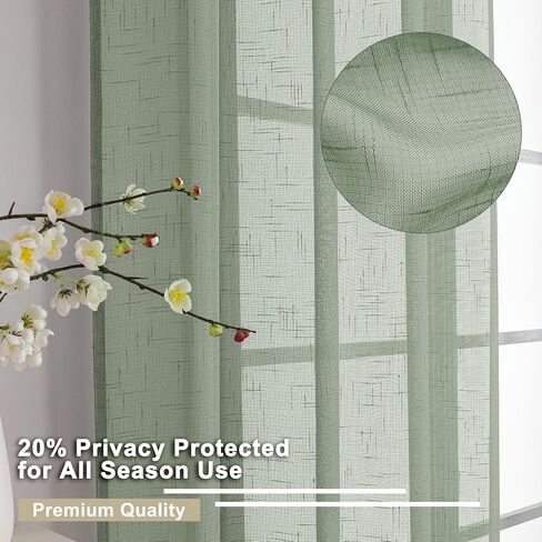 Aiyufeng Green Linen Sheer Tiers 45in in Kuwait