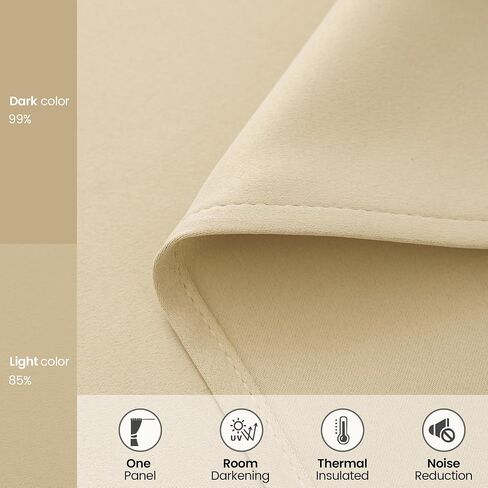 Extra Long Grommet Blackout Curtain, Room Darkening High Ceiling Window Curtains for Loft and Two Story Building (1 Panel, Beige, 52"x192") in Saudi Arabia