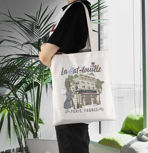 ENSIANTH La Paris France Inspired Tote Bag Mouse Chef Movie Mech Remy Rat Handbag Anyone Can Cook Gift Cooking Lover Gift in Kuwait