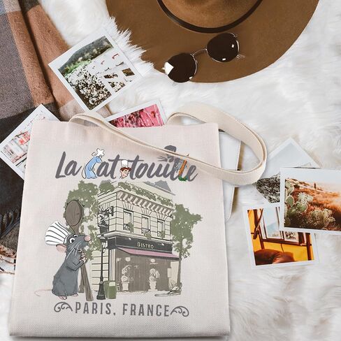 ENSIANTH La Paris France Inspired Tote Bag Mouse Chef Movie Mech Remy Rat Handbag Anyone Can Cook Gift Cooking Lover Gift in Kuwait