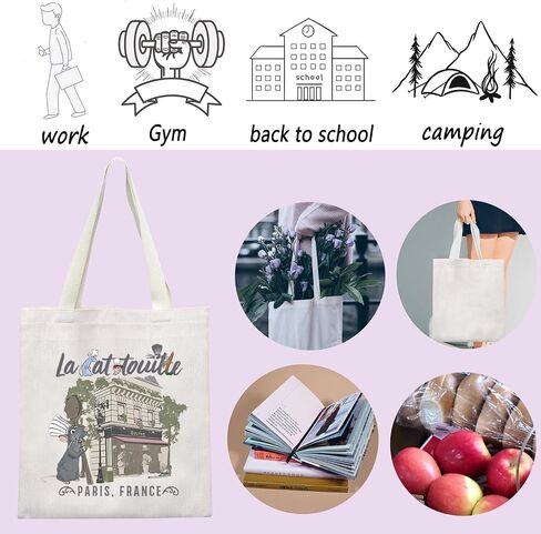 ENSIANTH La Paris France Inspired Tote Bag Mouse Chef Movie Mech Remy Rat Handbag Anyone Can Cook Gift Cooking Lover Gift in Kuwait