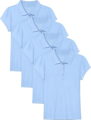 OHD 4 Pack Girls Polo Shirt Girls Uniform Polo for School Cotton Shirts School Uniform Tops Size 3T-14 in Kuwait