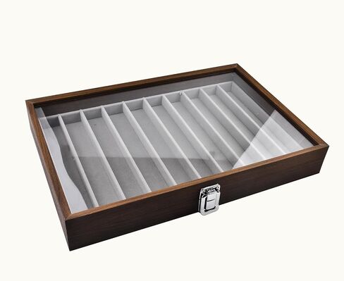 10-SquaresWood Necklace Storage Box Dustproof Storage Boxabletop Display Box (Brown) in Saudi Arabia