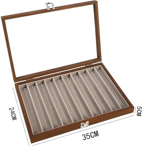 10-SquaresWood Necklace Storage Box Dustproof Storage Boxabletop Display Box (Brown) in Saudi Arabia