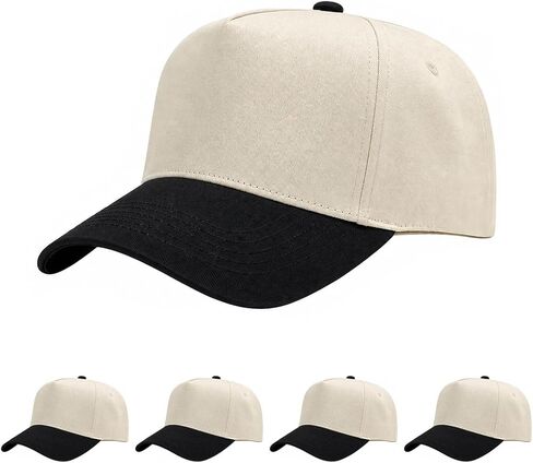 قبعة بيسبول فارغة مكونة من 5 ألواح - قبعة Snapback كبيرة الحجم، لونين قديمين، فاتورة منحنية مسبقًا، قبعة ضغط حراري DTF قابلة للتخصيص in Saudi Arabia
