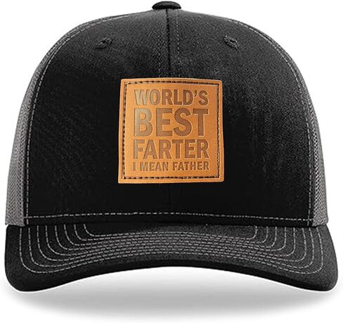 Daddy Gifts,Best Farter Ever Trucker Hats,Father Leather Patch Adjustable Cotton Mesh Snapback Baseball Cap Black in Kuwait