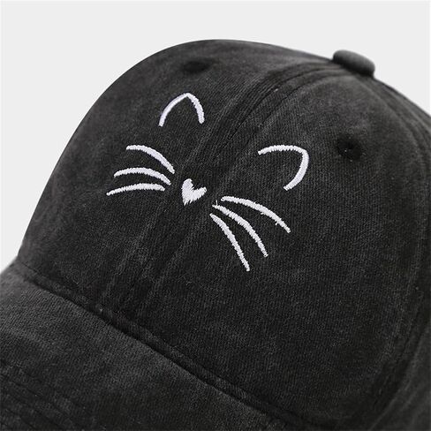 Washed Baseball Cap for Women Men Adjustable Trucker Dad Hat with Embroidered Cat Cotton Outdoor Sports Hat Gift in Kuwait