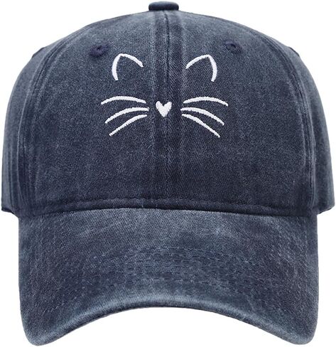 Washed Baseball Cap for Women Men Adjustable Trucker Dad Hat with Embroidered Cat Cotton Outdoor Sports Hat Gift in Kuwait