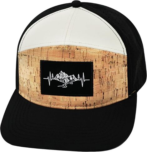 Mountains Hat - Flat Bill - Cork - Black/Cream - Laser Mesh in Saudi Arabia
