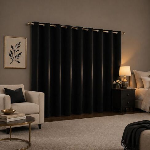 Sun Zero Sheridan 2-Pack Dual-Sided Magnetic Closure 100% Total Blackout Grommet Living Room Bedroom Curtains for Wide Windows, Black, 40" W x 72" L (2 Panels) in Saudi Arabia