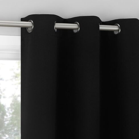 Sun Zero Sheridan 2-Pack Dual-Sided Magnetic Closure 100% Total Blackout Grommet Living Room Bedroom Curtains for Wide Windows, Black, 40" W x 72" L (2 Panels) in Saudi Arabia