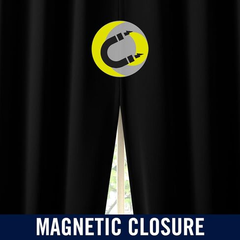 Sun Zero Sheridan 2-Pack Dual-Sided Magnetic Closure 100% Total Blackout Grommet Living Room Bedroom Curtains for Wide Windows, Black, 40" W x 72" L (2 Panels) in Saudi Arabia