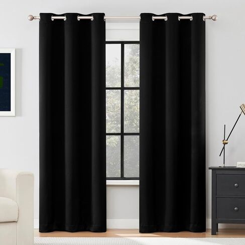 Sun Zero Sheridan 2-Pack Dual-Sided Magnetic Closure 100% Total Blackout Grommet Living Room Bedroom Curtains for Wide Windows, Black, 40" W x 72" L (2 Panels) in Saudi Arabia