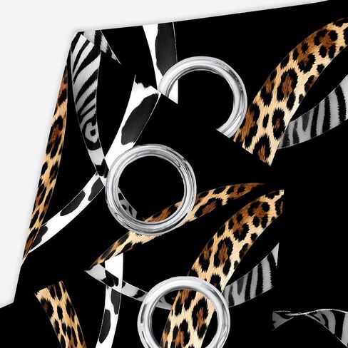 Leopard Curtains Cheetah Zebra Fur Wild Animal Print Safari Theme Blackout Curtains, Cow Abstract Western Rustic Farmhouse Black White Brown Window Drapes for Living Room Bedroom Kitchen Cafe 42x84in in Saudi Arabia