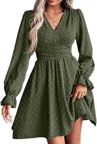 Holiday Dresses for Women Womens Fall Maxi Dresses with Sleeves V Neck Bodycon Stretchy Long Sleeve Elastic Dress in Saudi Arabia
