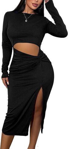 Elegant Women's Bodycon Club Dress - Sexy Evening Party Dress for Date Night, Birthday, Night Out Cut Out in Kuwait