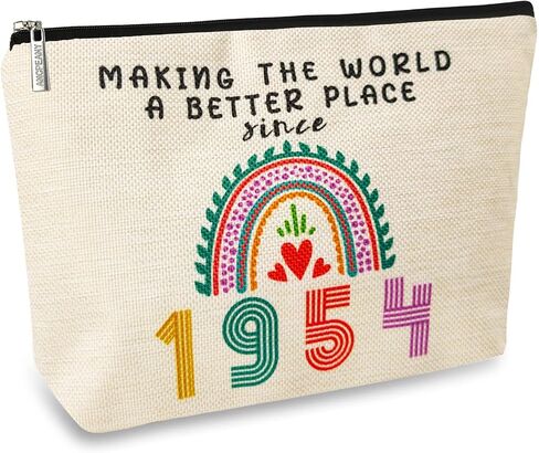 ancpeany 70th Birthday Gifts for Women, Happy 1956 70th Birthday Decorations for Her Makeup Bag, 70 Year Old Anniversary Giftable for Wife, Sister, Mom, Aunt, Cosmetic Travel Pouch for Mothers Day in Saudi Arabia