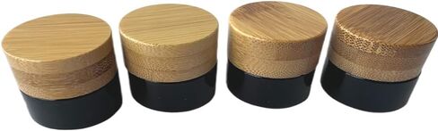 Empty Refillable Frosted Glass Cosmetic Cream Jar 4 Pack 6.7 OZ/200g with Bamboo Lids,Skin Care Travel Containers Pot for Clay Masks,Butter,Body Scrub,Lip Balm, Ointments, Lotion Frost in Saudi Arabia