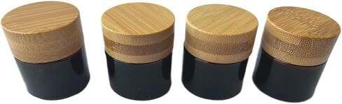 Empty Refillable Frosted Glass Cosmetic Cream Jar 4 Pack 6.7 OZ/200g with Bamboo Lids,Skin Care Travel Containers Pot for Clay Masks,Butter,Body Scrub,Lip Balm, Ointments, Lotion Frost in Saudi Arabia