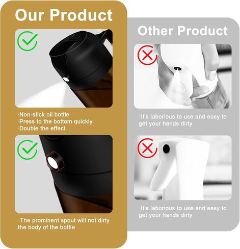 2 in 1 Light-Blocking Dark Oil Sprayer Dispenser, 470ml 2025 New Oil Sprayer for Kitchen Cooking in Saudi Arabia