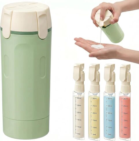 4 in 1 Travel Dispenser Bottle Set, Leak-Proof, Lightweight, Refillable Squeeze Bottles for Travel Toiletries (White) in Saudi Arabia