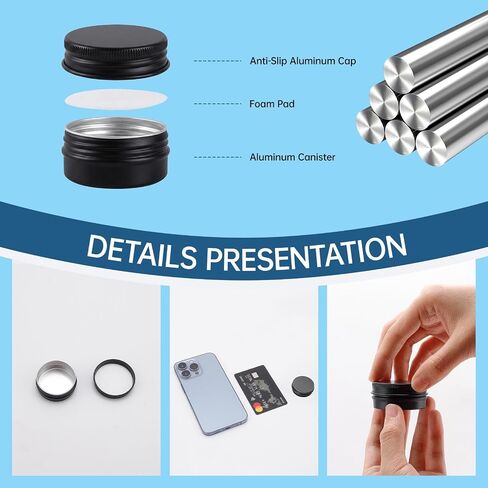 120 Pack 0.5 oz Aluminum Tin Jars with Screw Lids - Food Grade Round Metal Containers for Lip Balm, Salves, Spices & Crafts - Leak Proof Travel Cosmetic Sample Tins with Labels (15ml Black) in Saudi Arabia
