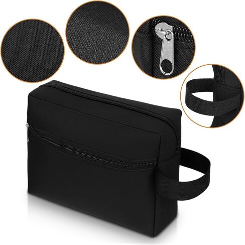 12 Pcs 8.6 x 6.3 x 2.7 inch Black Travel Toiletry Bags Bulk for Women Men Large Water Resistant Shaving Bags Hanging Cosmetic Bag with Handle and Divider Storage Travel Pouch Case in Saudi Arabia