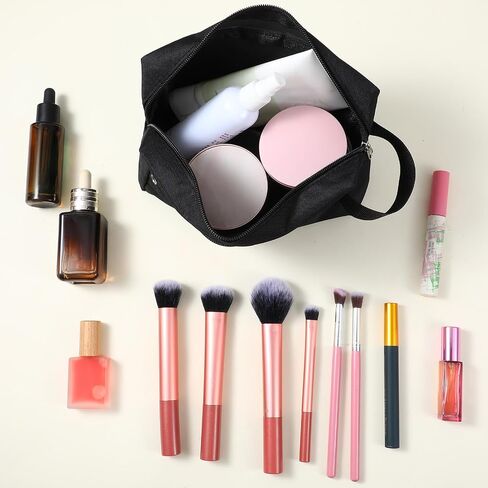 12 Pcs 8.6 x 6.3 x 2.7 inch Black Travel Toiletry Bags Bulk for Women Men Large Water Resistant Shaving Bags Hanging Cosmetic Bag with Handle and Divider Storage Travel Pouch Case in Saudi Arabia
