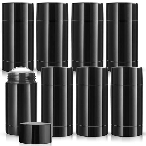 8 Pack 75ml/2.5oz Plastic Deodorant Containers Empty Twist Up Filling Stick Tube Bottom-Fill Deodorant Bottles for DIY Cosmetic Lotion Bar Sunscreen Lip Balm Crayon - Black in Saudi Arabia