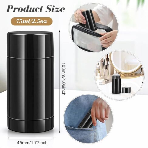 8 Pack 75ml/2.5oz Plastic Deodorant Containers Empty Twist Up Filling Stick Tube Bottom-Fill Deodorant Bottles for DIY Cosmetic Lotion Bar Sunscreen Lip Balm Crayon - Black in Saudi Arabia