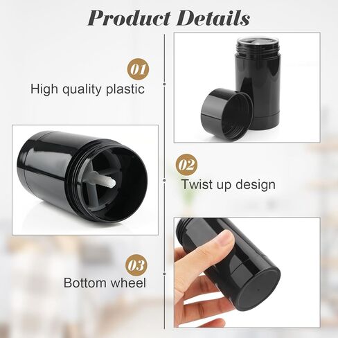 8 Pack 75ml/2.5oz Plastic Deodorant Containers Empty Twist Up Filling Stick Tube Bottom-Fill Deodorant Bottles for DIY Cosmetic Lotion Bar Sunscreen Lip Balm Crayon - Black in Saudi Arabia