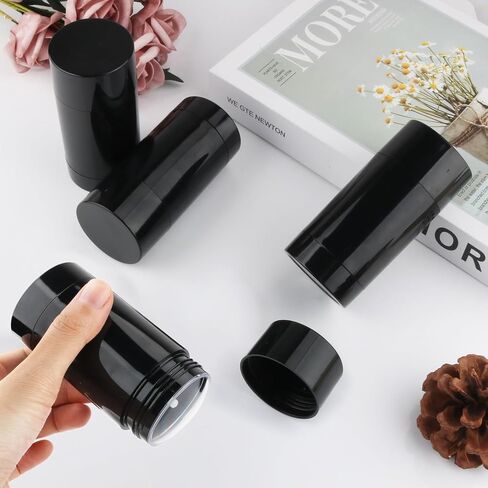 8 Pack 75ml/2.5oz Plastic Deodorant Containers Empty Twist Up Filling Stick Tube Bottom-Fill Deodorant Bottles for DIY Cosmetic Lotion Bar Sunscreen Lip Balm Crayon - Black in Saudi Arabia
