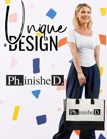 InnoBeta Phd Graduation Gifts, Phd Gifts for Women Canvas Tote Bag with Top Zipper Closure and Shoulder Strap for Graduation - Phinished in Saudi Arabia