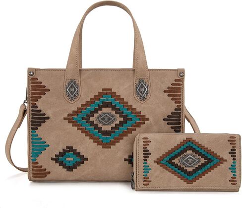 Montana West Western Handbags Aztec Collection Tote Bag With Wallet Set in Saudi Arabia